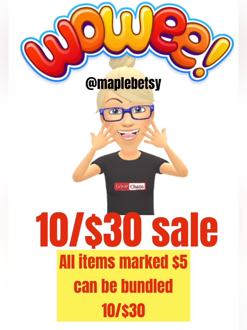 All items marked $5 can be bundled 10/$30